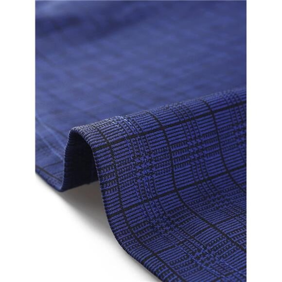 Women's Plaid Dress Sleeveless A Line Navy Blue - Picture 5 of 5